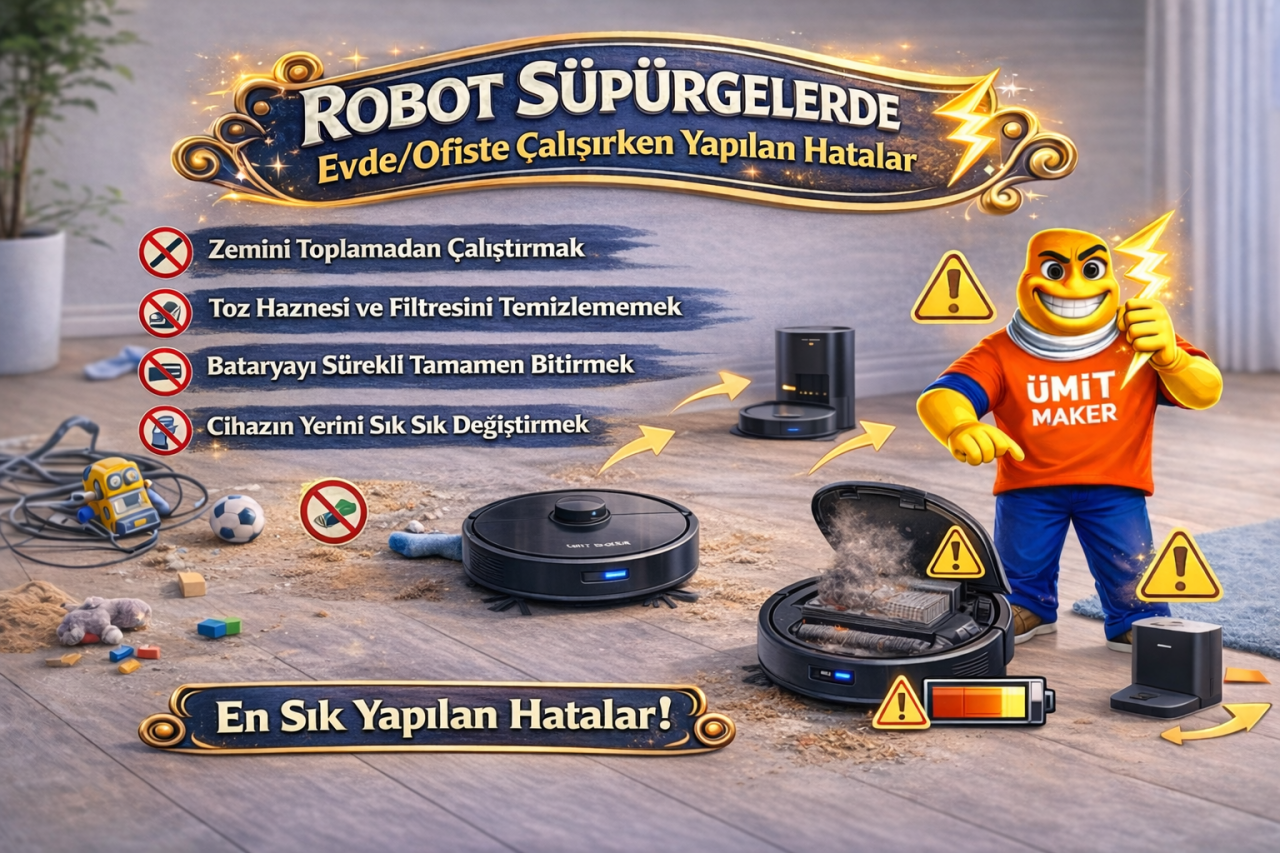  Robot Süpürgelerde Evde/Ofiste Çalışırken Yapılan Hatalar