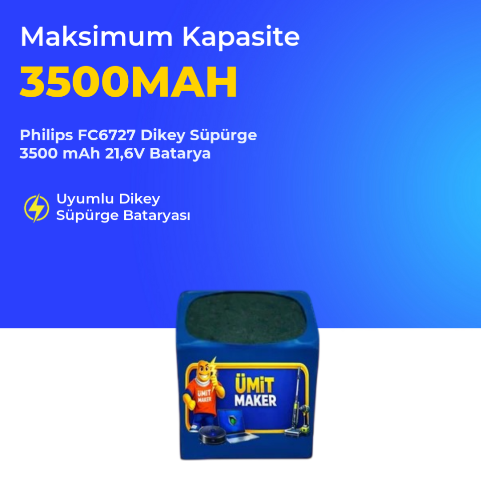 Philips FC6727 Dikey Süpürge 3500 mAh 21,6V Batarya