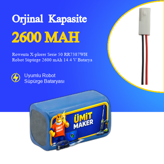 Rowenta X-plorer Serie 50 RR7387WH Robot Süpürge 2600 mAh 14.4 V Batarya – Orjinal Uyumlu Uzun Ömürlü, Yüksek Performans Pil