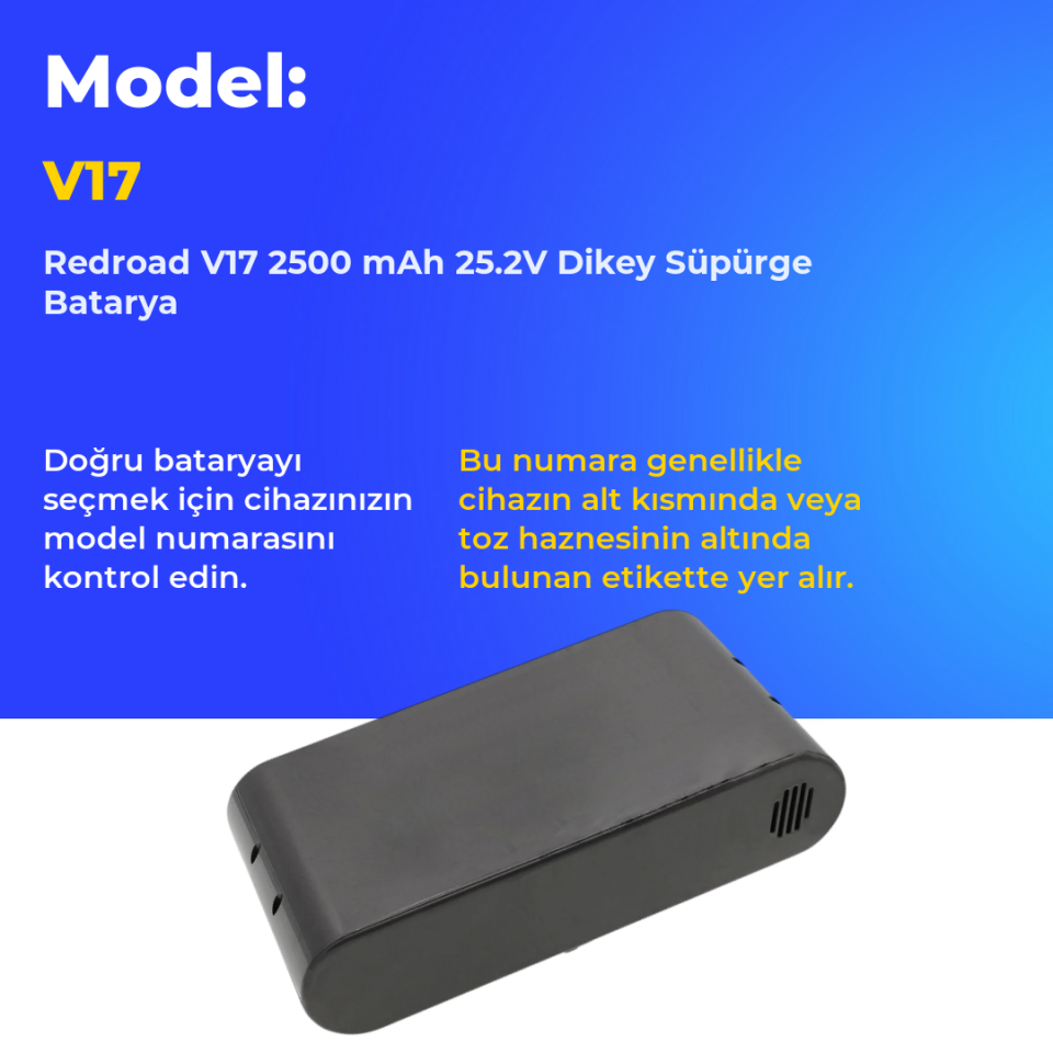 Redroad V17 2500 mAh 25.2V Dikey Süpürge Batarya