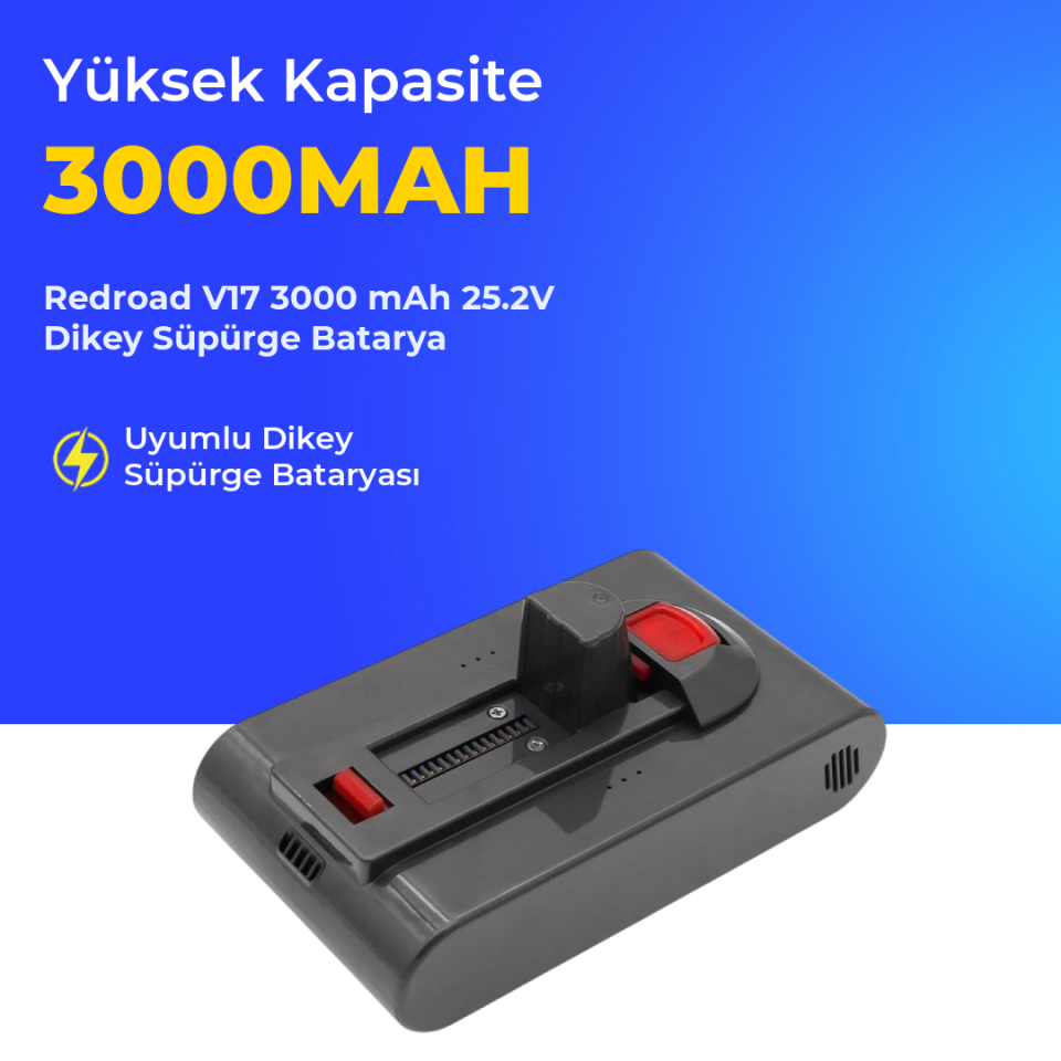Redroad V17 3000 mAh 25.2V Dikey Süpürge Batarya