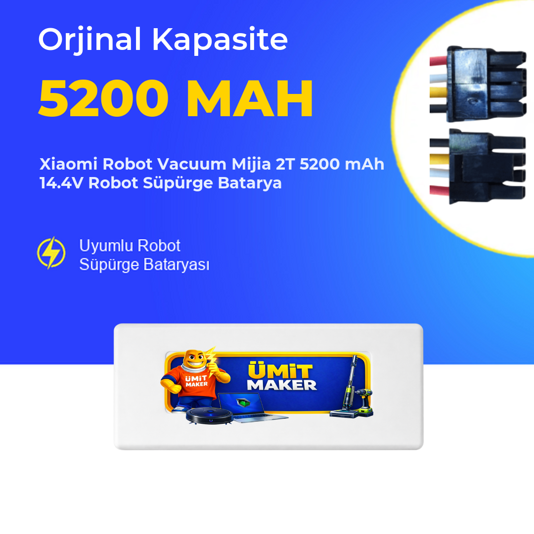 Xiaomi Robot Vacuum Mijia 2T 5200 mAh 14.4V Robot Süpürge Batarya