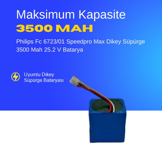 Philips Fc 6723/01 Speedpro Max Dikey Süpürge 3500 Mah 25.2 V Batarya – Orjinal Uyumlu, Yüksek Performanslı, Uzun Ömürlü Yedek Pil