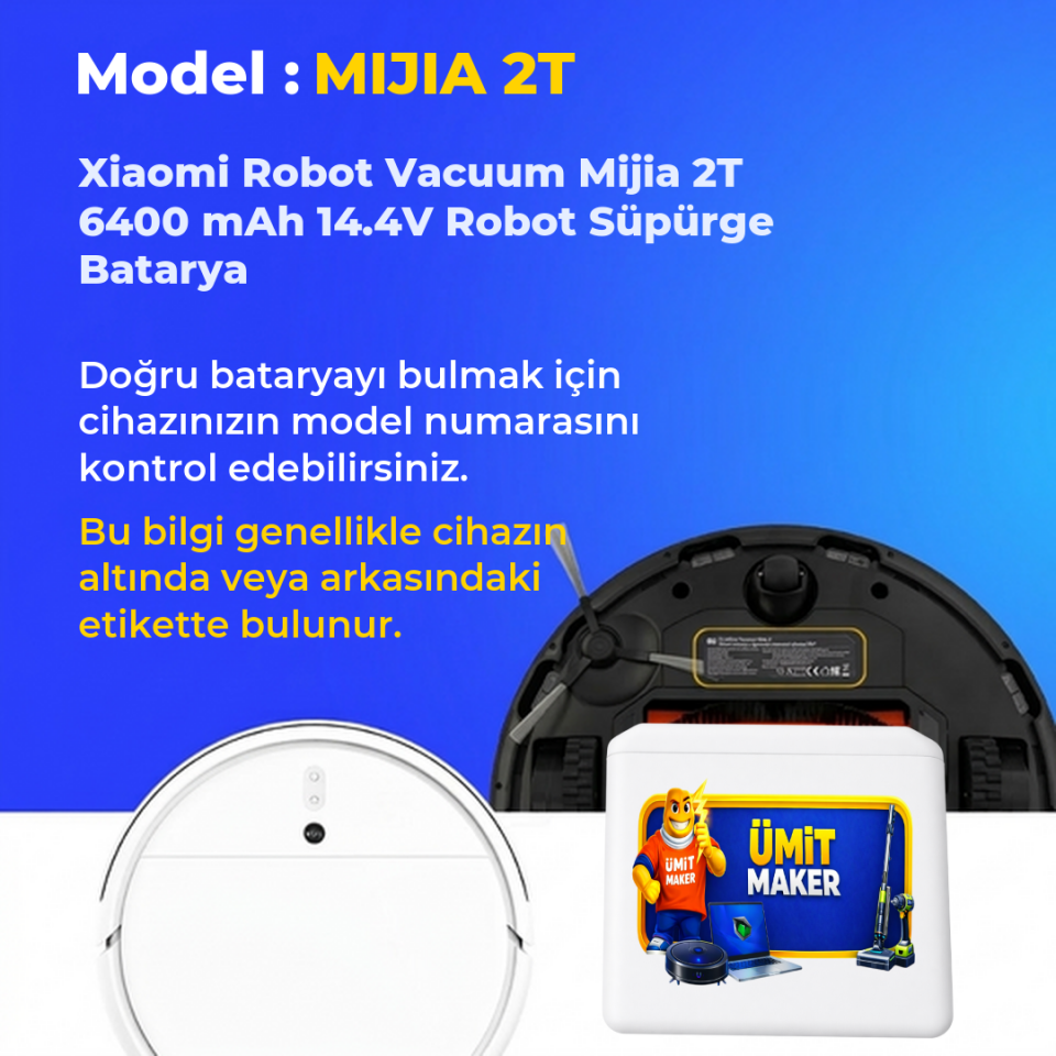 Xiaomi Robot Vacuum Mijia 2T 6400 mAh 14.4V Robot Süpürge Batarya