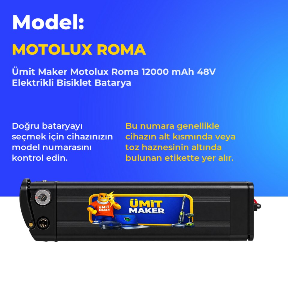Motolux Roma 12000 mAh 48V Elektrikli Bisiklet Batarya