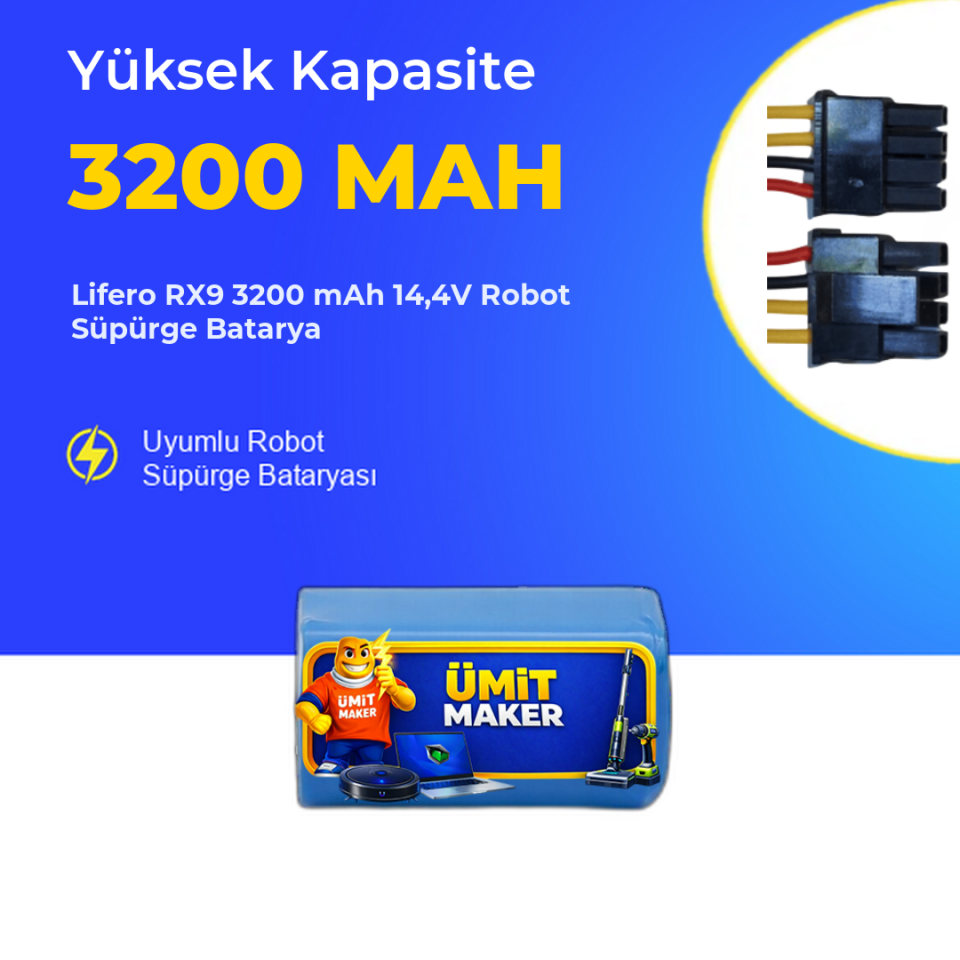 Lifero RX9 3200 mAh 14,4V Robot Süpürge Batarya