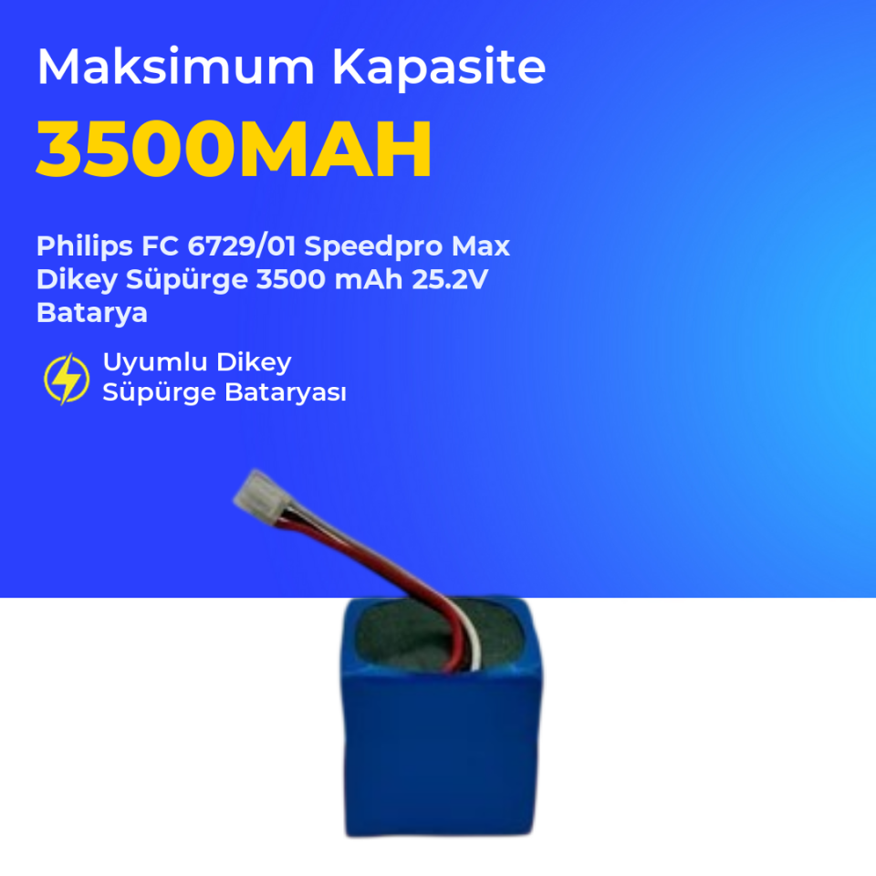 Philips Fc 6729/01 Speedpro Max Dikey Süpürge 3500 Mah 25.2 V Batarya – Orjinal Uyumlu, Yüksek Performanslı, Uzun Ömürlü Yedek Pil