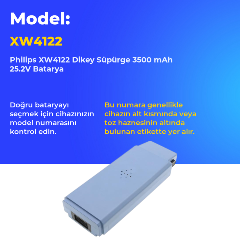 Philips XW4122 Dikey Süpürge 3500 mAh 25.2V Batarya