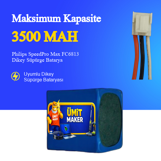 Philips SpeedPro Max FC6813 Dikey Süpürge 3500 Mah 25.2 V Batarya – Orjinal Uyumlu Uzun Ömürlü, Maksimum Performans Pil