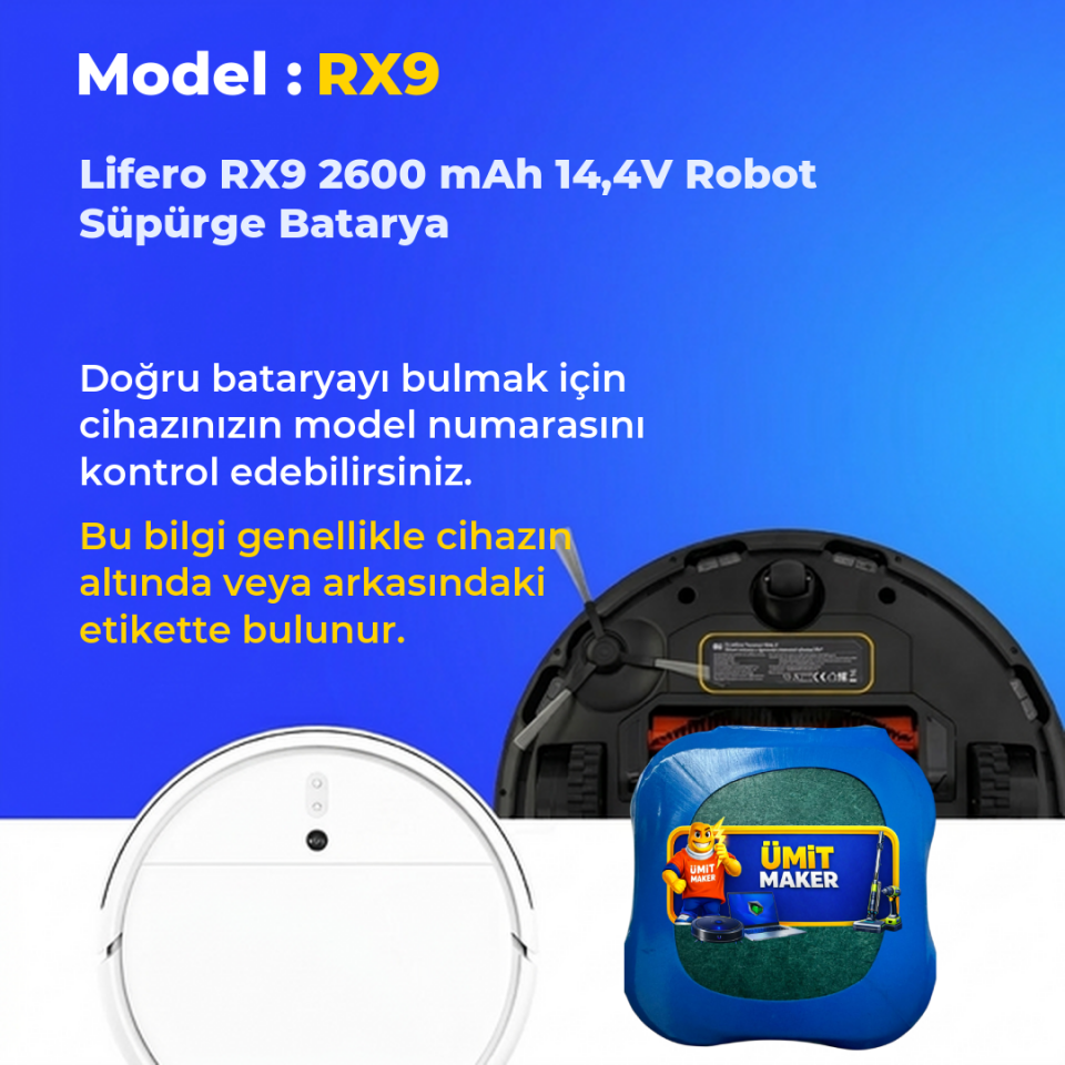 Lifero RX9 2600 mAh 14,4V Robot Süpürge Batarya