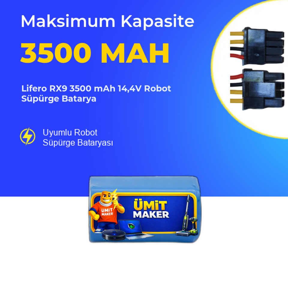 Lifero RX9 3500 mAh 14,4V Robot Süpürge Batarya
