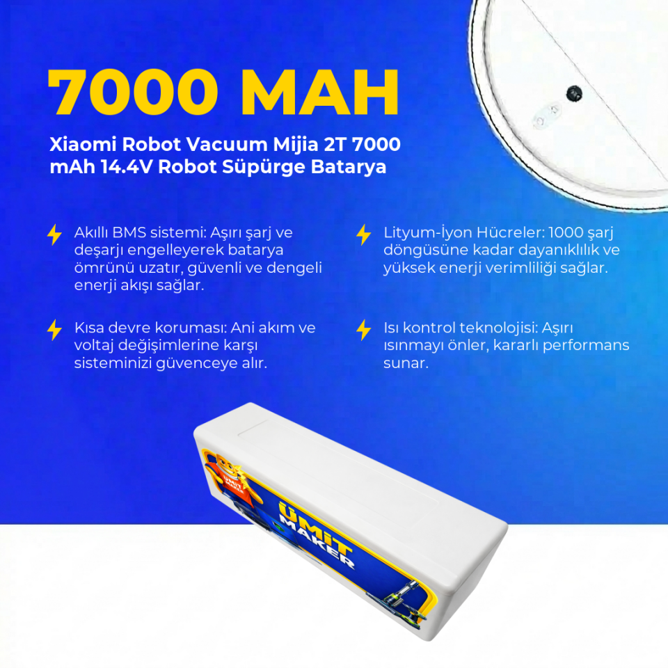 Xiaomi Robot Vacuum Mijia 2T 7000 mAh 14.4V Robot Süpürge Batarya
