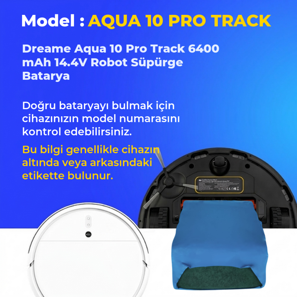 Dreame Aqua 10 Pro Track 6400 mAh 14.4V Robot Süpürge Batarya