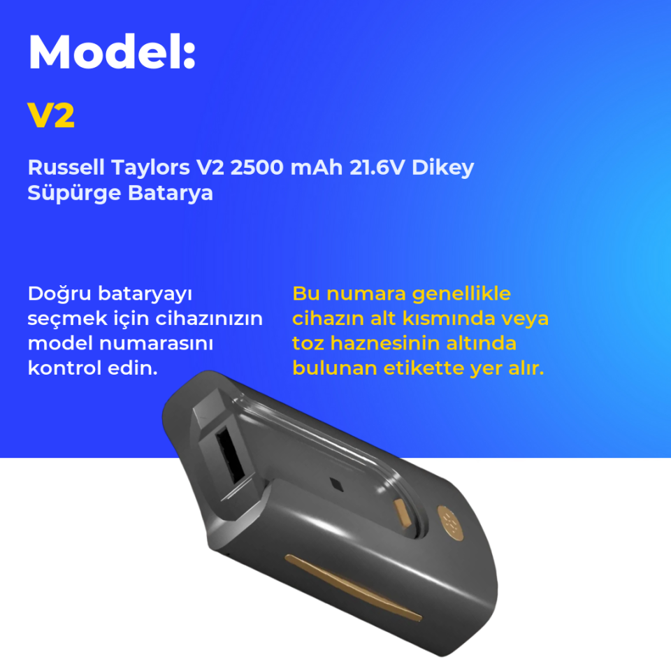 Russell Taylors V2 2500 mAh 21.6V Dikey Süpürge Batarya