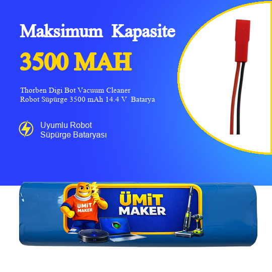 Thorben Digi Bot Vacuum Cleaner Robot Süpürge 3500 mAh 14.4 V  Batarya – Orjinal Uyumlu Uzun Ömürlü, Yüksek Performans Pil