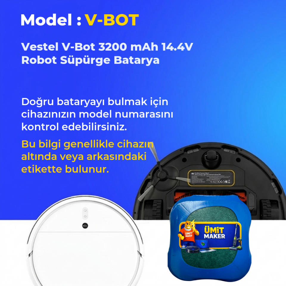 Vestel V-Bot 3200 mAh 14.4V Robot Süpürge Batarya