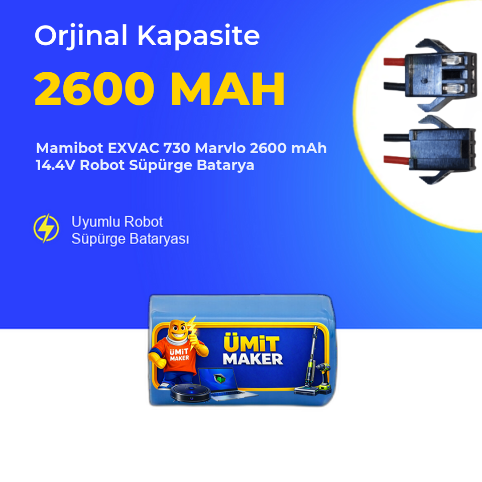 Mamibot EXVAC 730 Marvlo 2600 mAh 14.4V Robot Süpürge Batarya