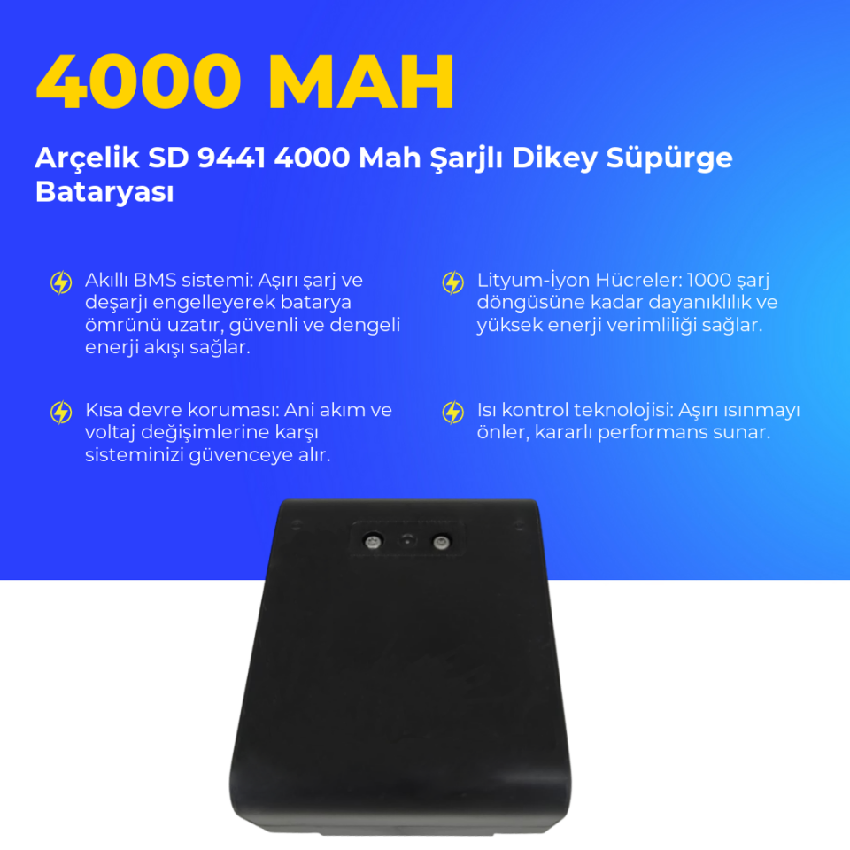 Arçelik SD 9441 4000 Mah Şarjlı Dikey Süpürge Bataryası