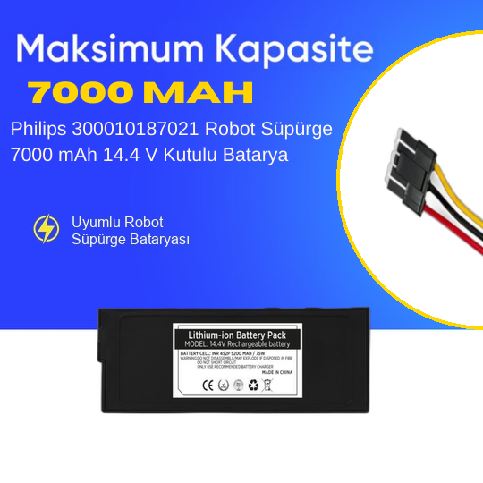Philips 300010187021 Robot Süpürge 7000 mAh 14.4 V Kutulu Batarya – Orjinal Uyumlu Uzun Ömürlü, Yüksek Performans Pil