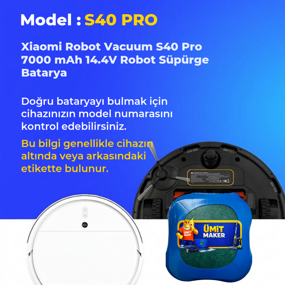Xiaomi Robot Vacuum S40 Pro 7000 mAh 14.4V Robot Süpürge Batarya