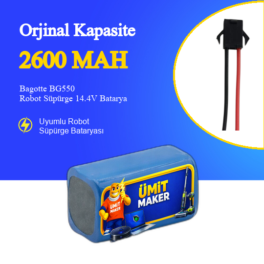 Bagotte BG550 Robot Süpürge 2600 mAh Batarya