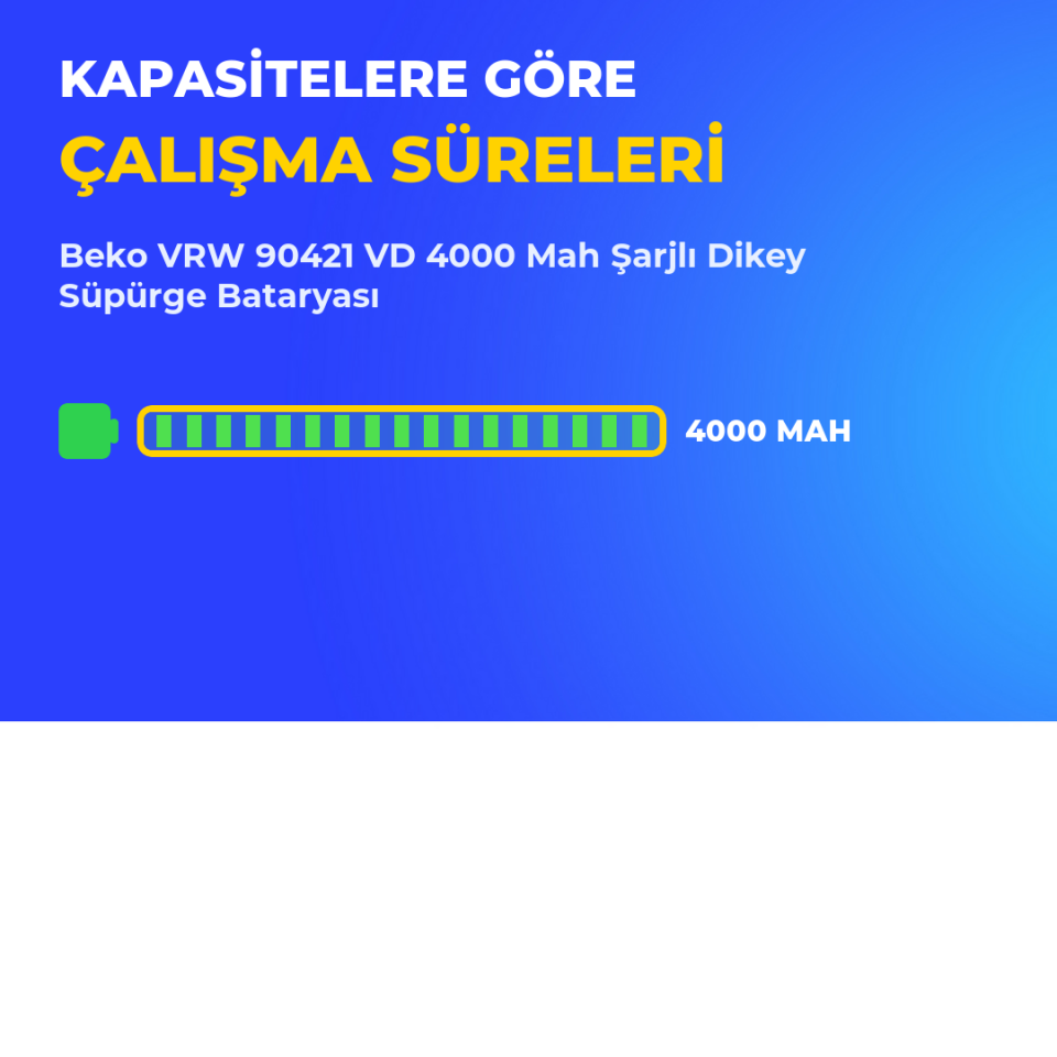Beko VRW 90421 VD 4000 Mah Şarjlı Dikey Süpürge Bataryası