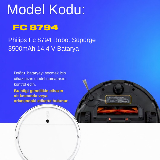 Philips  Fc 8794 Robot Süpürge 3500mAh 14.4 V Batarya – Orjinal Uyumlu Uzun Ömürlü, Yüksek Performans Pil