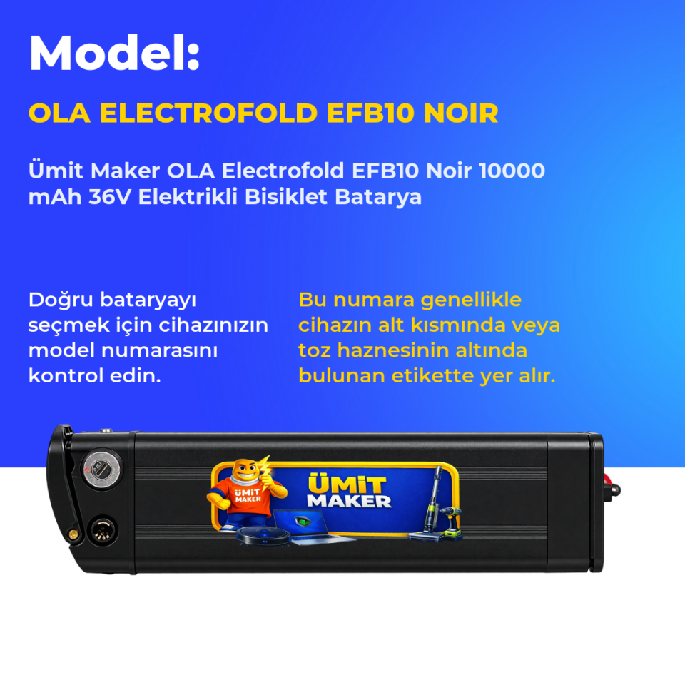 OLA Electrofold EFB10 Noir 10000 mAh 36V Elektrikli Bisiklet Batarya