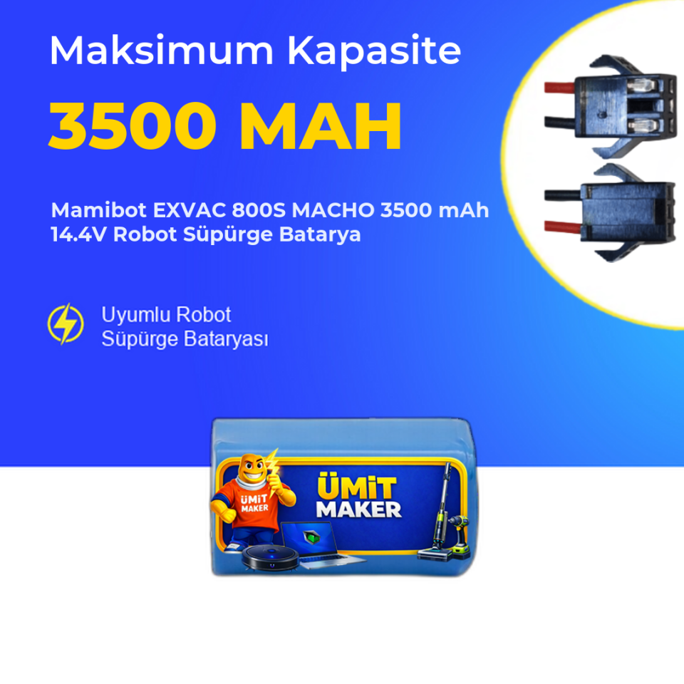 Mamibot EXVAC 800S MACHO 3500 mAh 14.4V Robot Süpürge Batarya