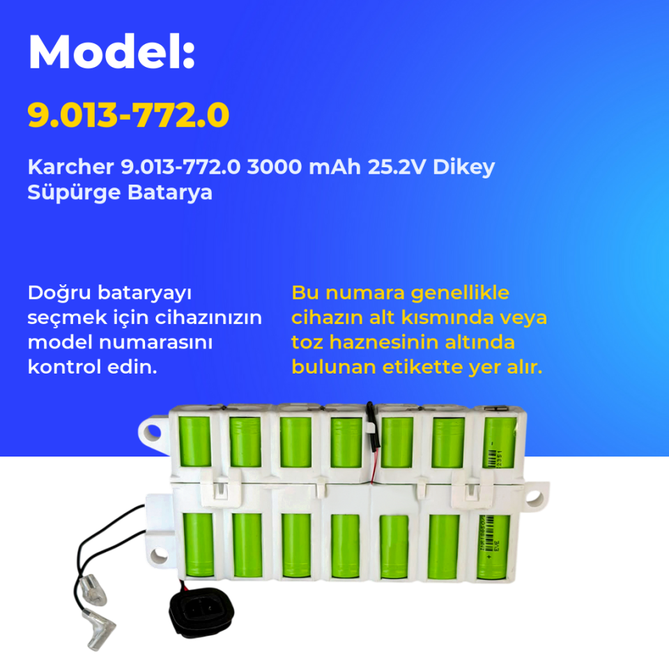 Karcher 9.013-772.0 3000 mAh 25.2V Dikey Süpürge Batarya