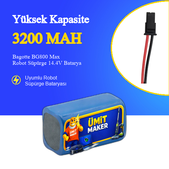 Bagotte BG800 Max Robot Süpürge 3200 mAh Batarya