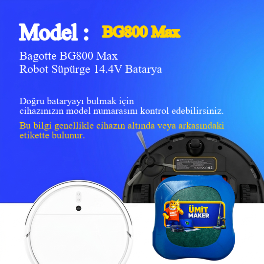 Bagotte BG800 Max Robot Süpürge 3200 mAh Batarya