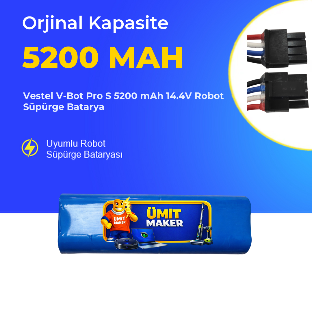 Vestel V-Bot Pro S 5200 mAh 14.4V Robot Süpürge Batarya
