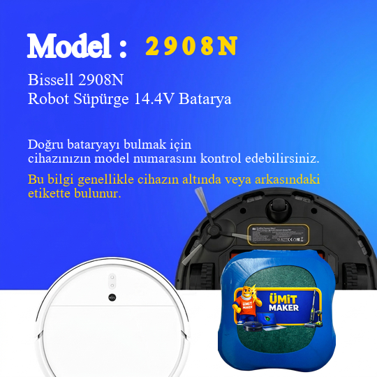 Bissell 2908N Robot Süpürge 2600 mAh Batarya