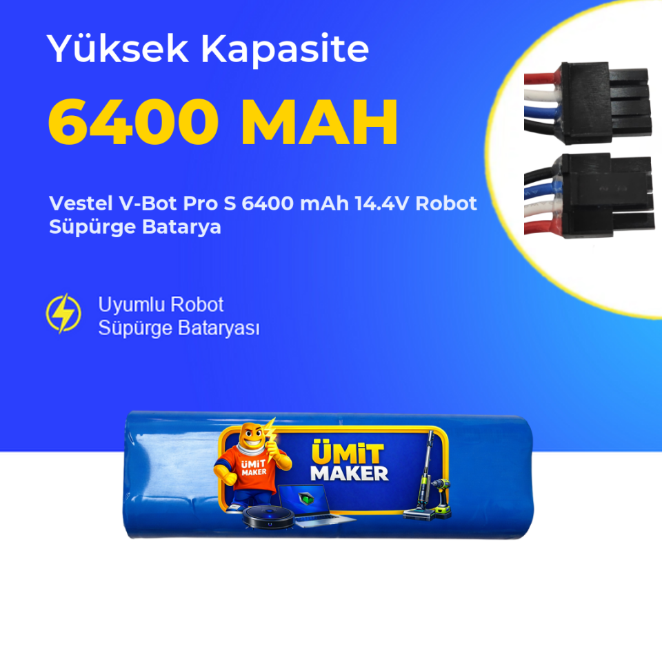 Vestel V-Bot Pro S 6400 mAh 14.4V Robot Süpürge Batarya