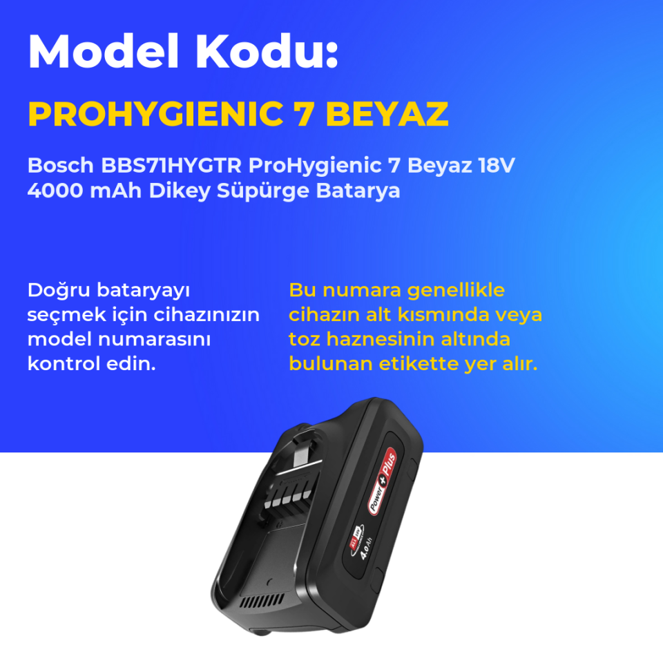 Bosch BBS71HYGTR ProHygienic 7 Beyaz 18V 4000 mAh Dikey Süpürge Batarya