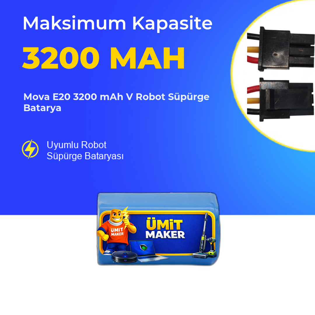 Mova E20 3200 mAh V Robot Süpürge Batarya