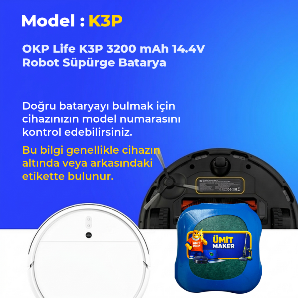 OKP Life K3P 3200 mAh 14.4V Robot Süpürge Batarya