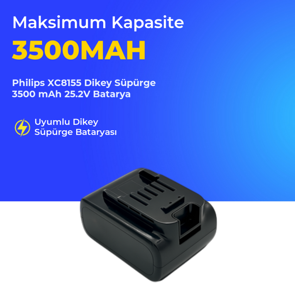 Philips XC8155 Dikey Süpürge 3500 mAh 25.2V Batarya