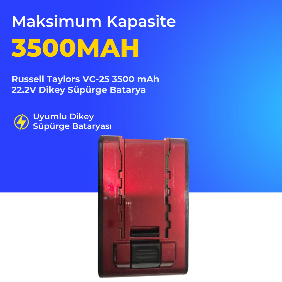 Russell Taylors VC-25 3500 mAh 22.2V Dikey Süpürge Batarya
