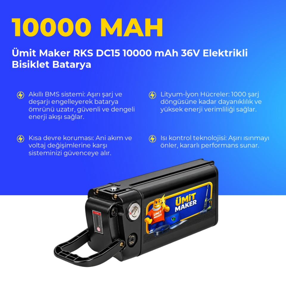 RKS DC15 10000 mAh 36V Elektrikli Bisiklet Batarya