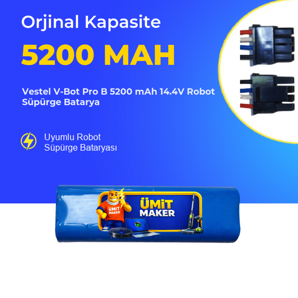 Vestel V-Bot Pro B 5200 mAh 14.4V Robot Süpürge Batarya