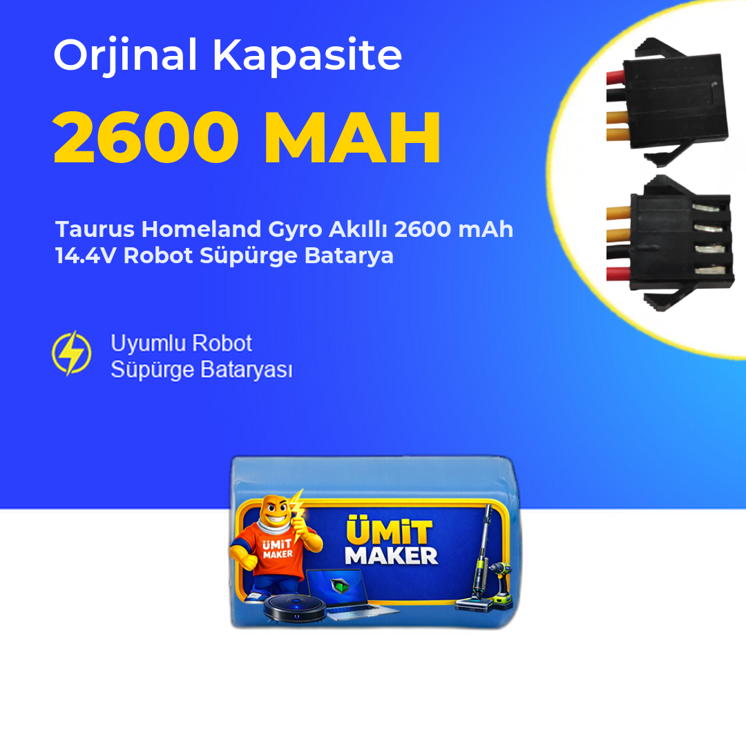 Taurus Homeland Gyro Akıllı 2600 mAh 14.4V Robot Süpürge Batarya