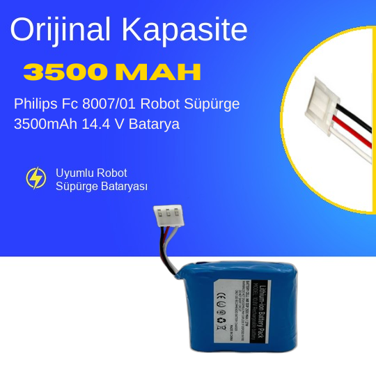 Philips  Fc 8007/01 Robot Süpürge 3500mAh 14.4 V Batarya – Orjinal Uyumlu Uzun Ömürlü, Yüksek Performans Pil