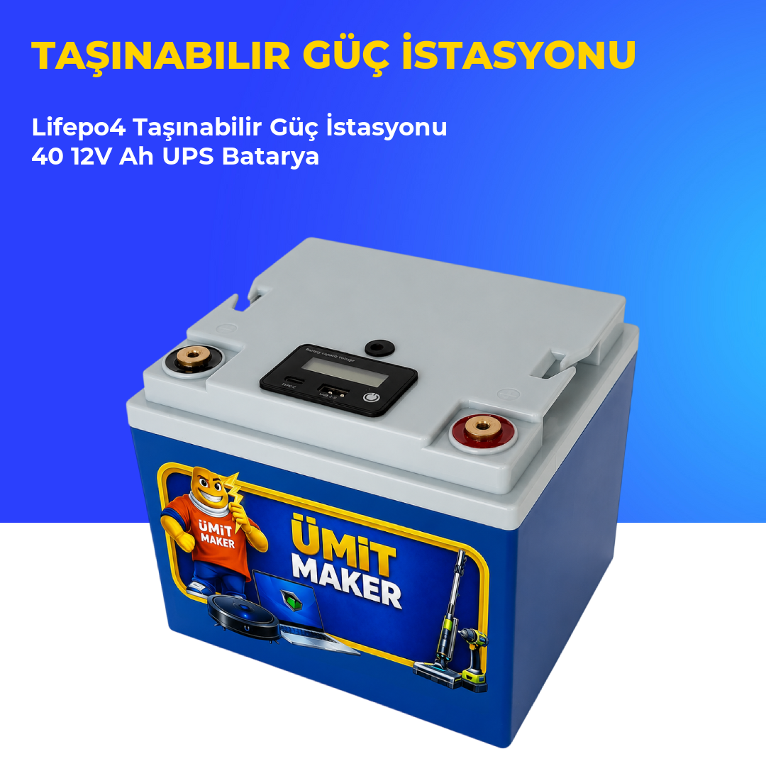 Lifepo4 Taşınabilir Güç İstasyonu 40 Ah 12V UPS Batarya
