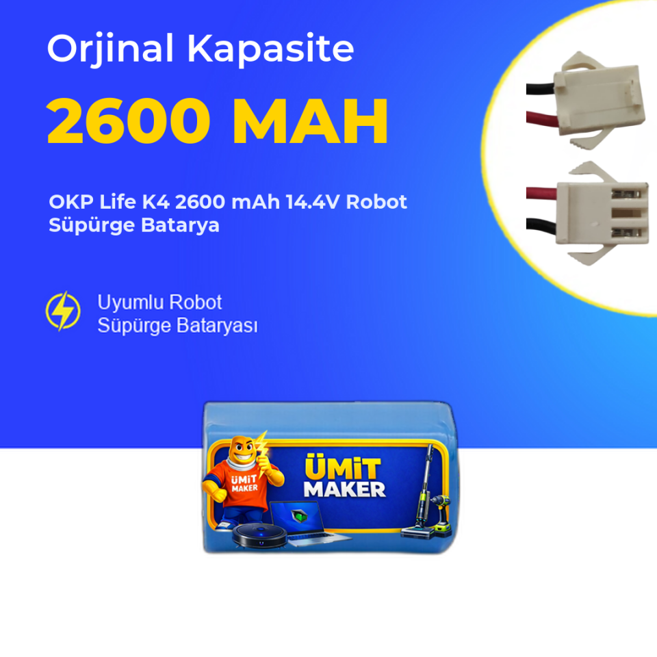 OKP Life K4 2600 mAh 14.4V Robot Süpürge Batarya
