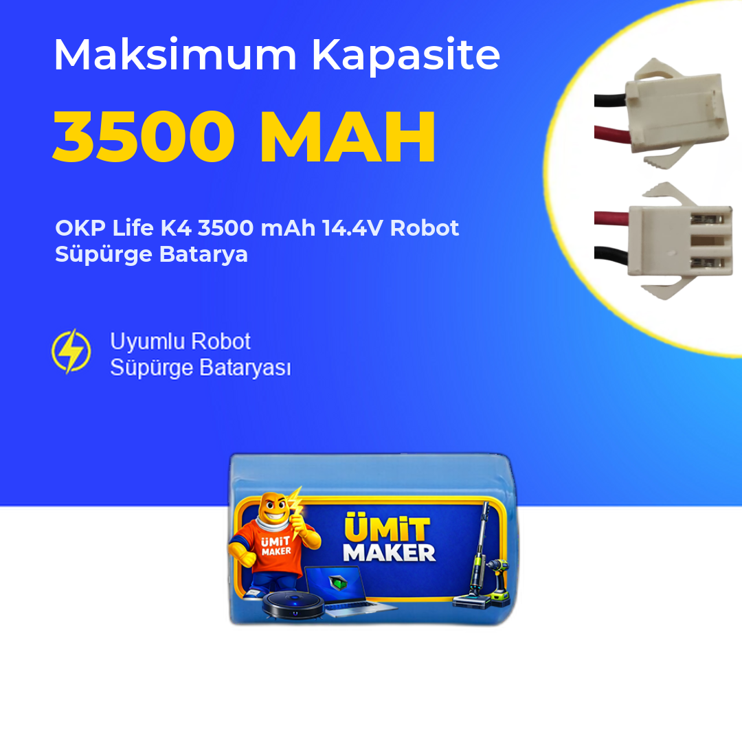 OKP Life K4 3500 mAh 14.4V Robot Süpürge Batarya