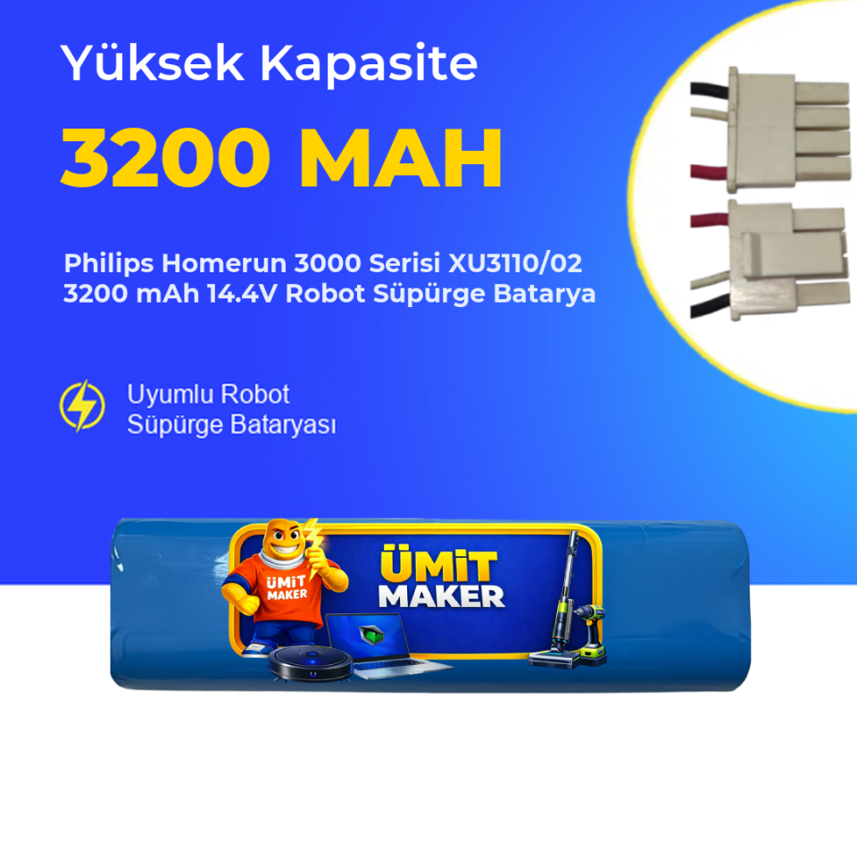 Philips Homerun 3000 Serisi XU3110/02 3200 mAh 14.4V Robot Süpürge Batarya