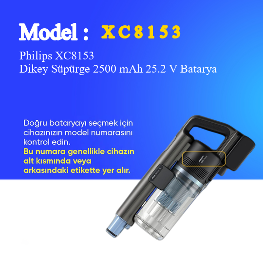 Philips XC8153 Dikey Süpürge 2500 mAh 25.2V Batarya