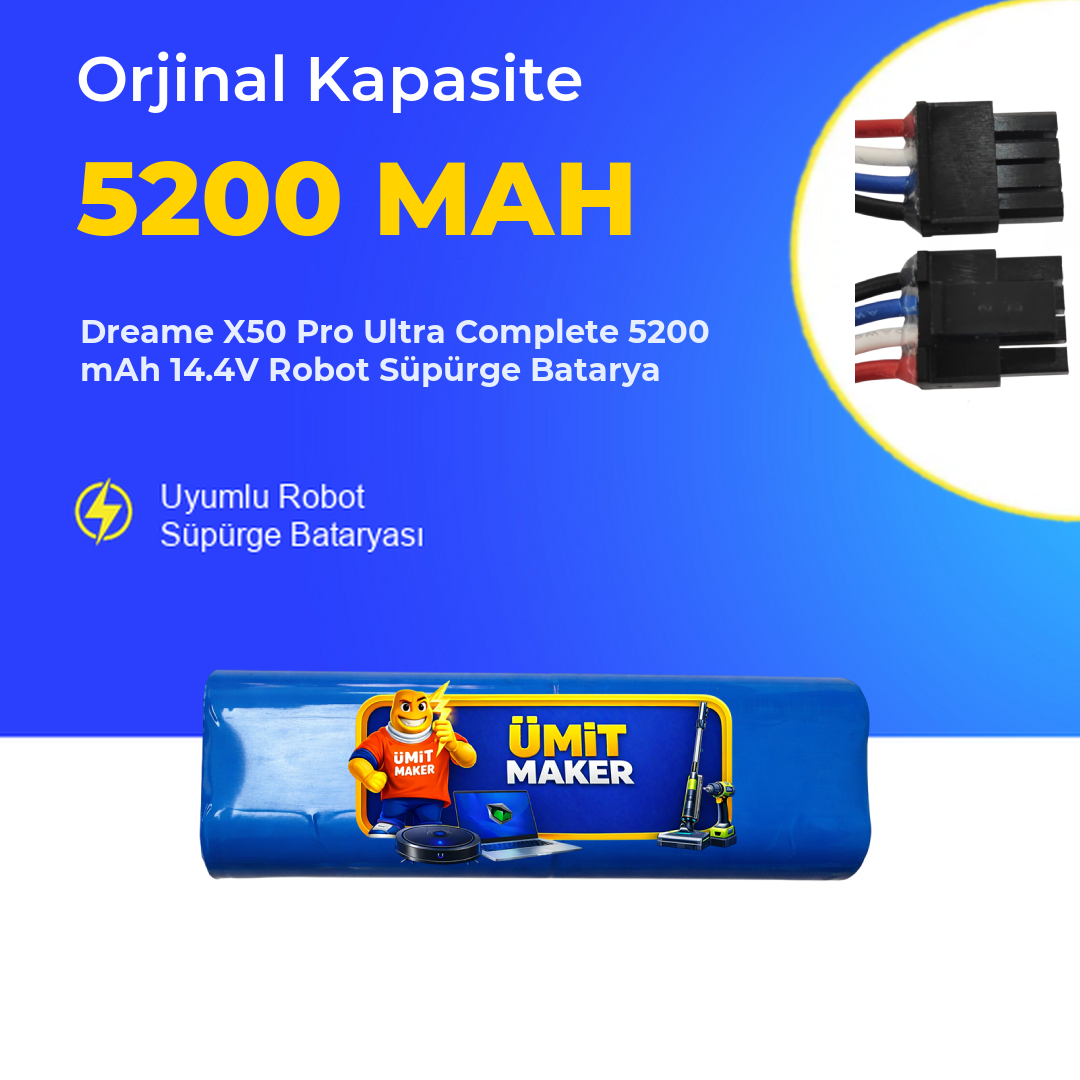 Dreame X50 Pro Ultra Complete 5200 mAh 14.4V Robot Süpürge Batarya